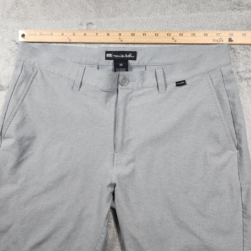 Travis Mathew Shorts Mens 36 Gray Microstripe 10" Inseam Stretch Chino Golf - Picture 4 of 8